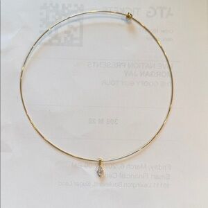 Gold collar Necklace with cz pendant